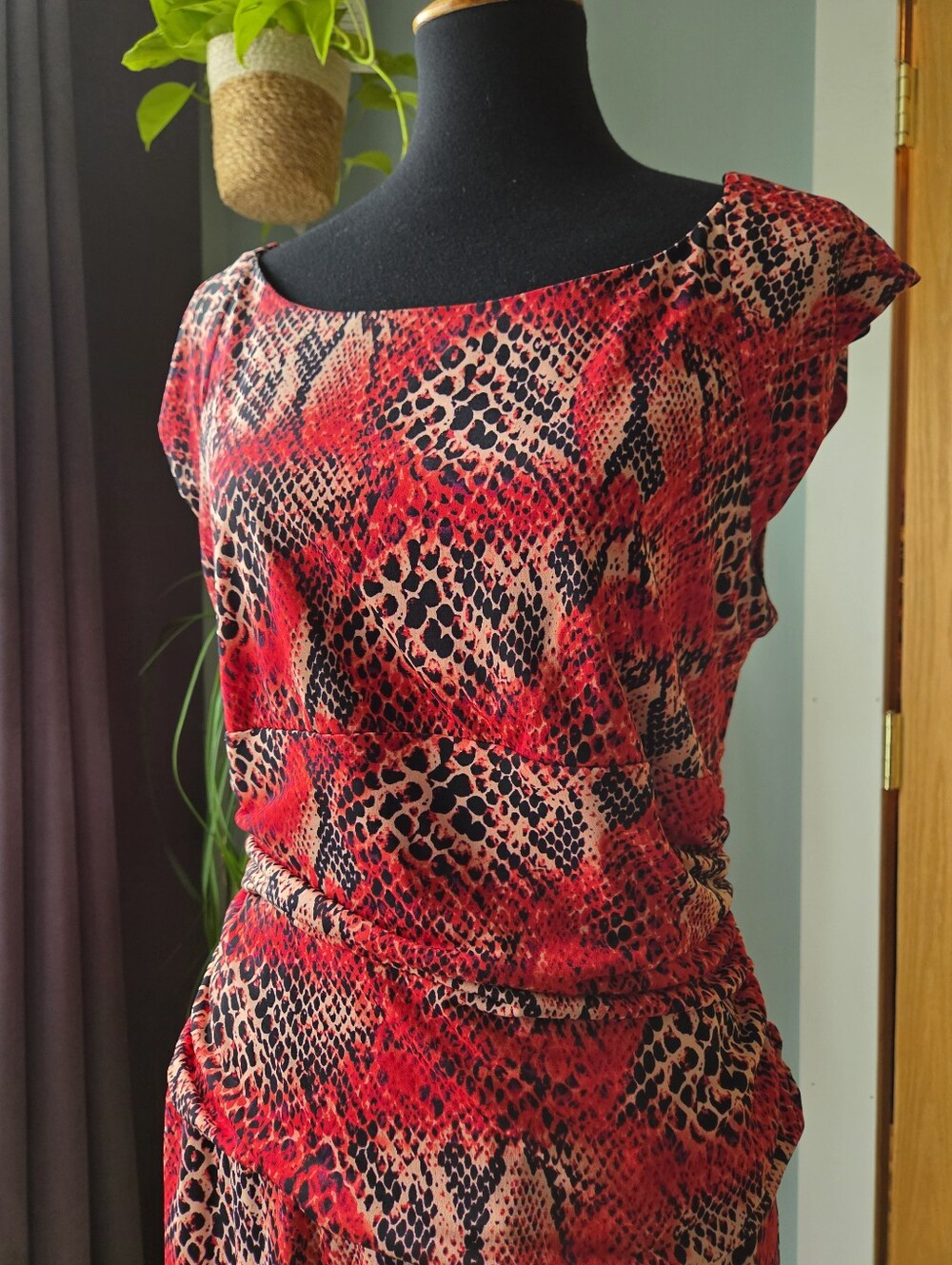 Bisou Bisou Red Snake Print Sheath Dress